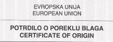 Arhiv: Potrdilo o poreklu blaga (angl. Certificate of Origin)